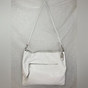 Coach Bleeker Large White Leather Shoulder/crossbody Bag